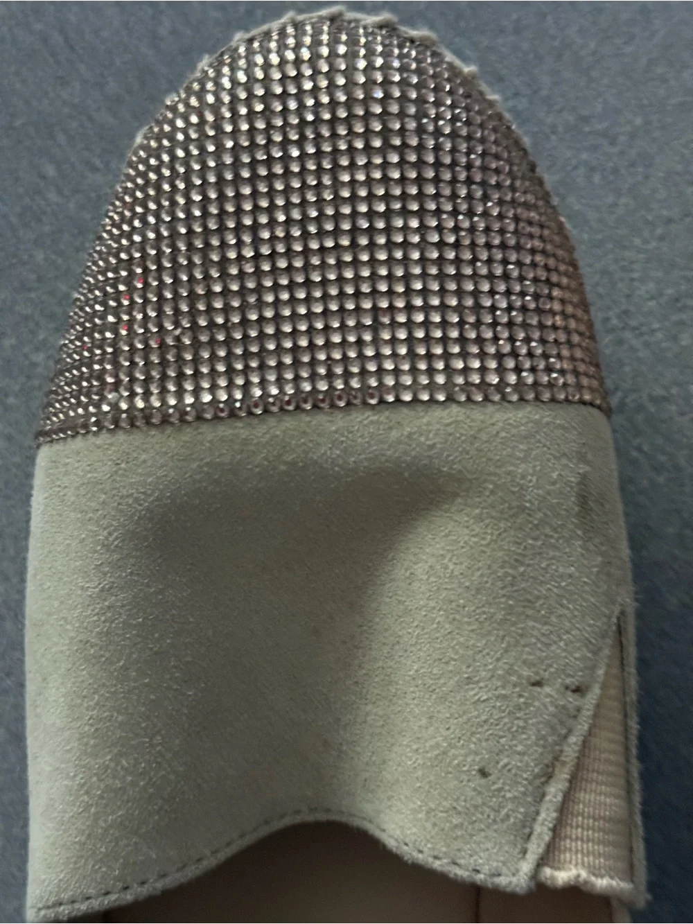 Steve Madden Beige Suede Espadrille Slip-On with Gold Embellished Toe 6.5